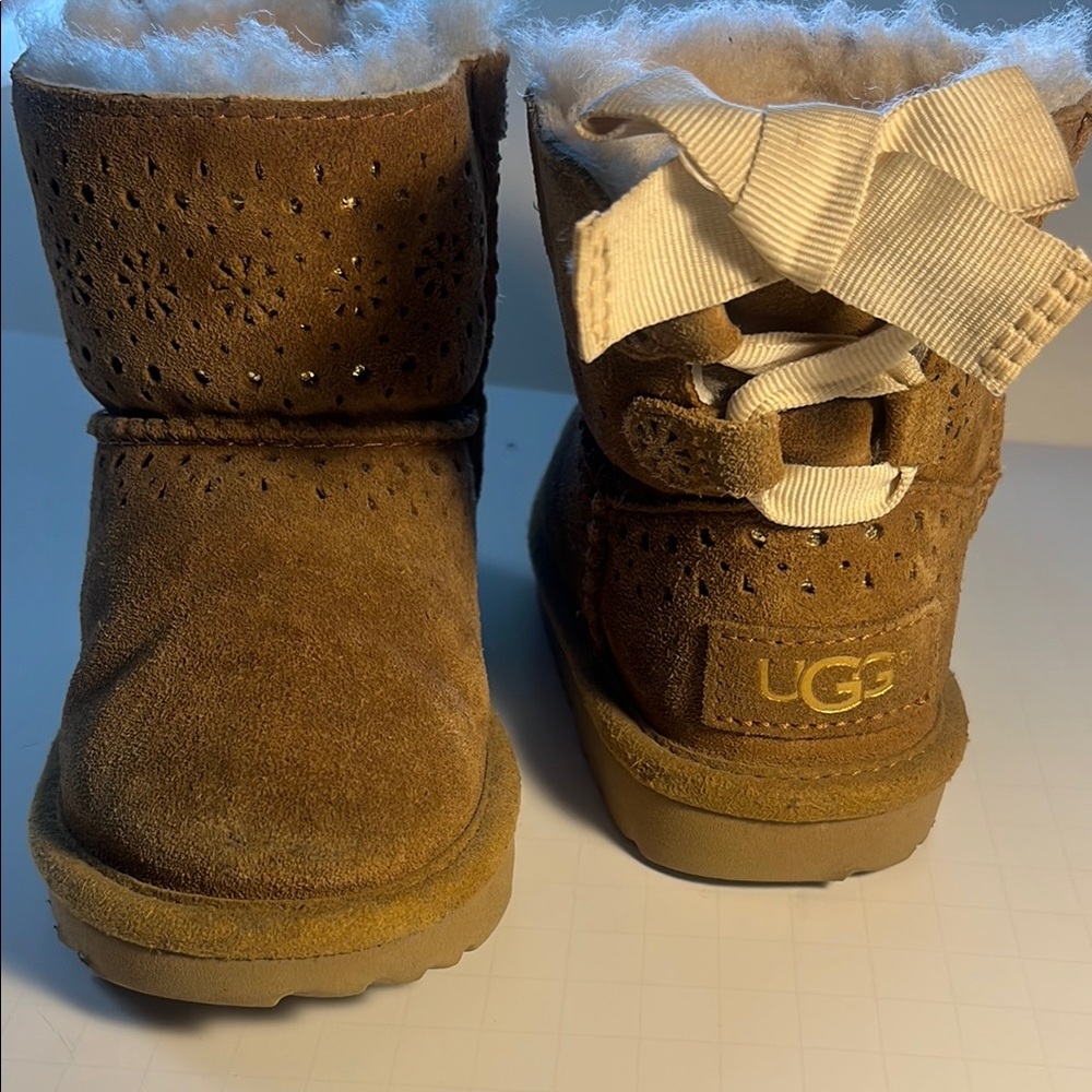 UGG Kids' Tan Suede Boots with Bow
